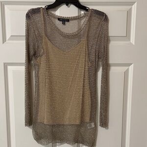 Metallic Knit Layered Top - Gold